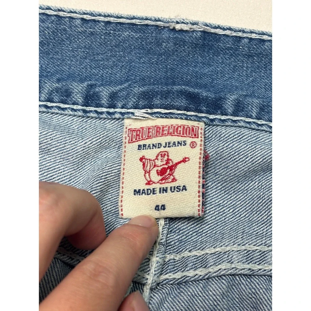 VTG True Religion Rocco Row Mens Distressed Straight Leg Jeans‎ Blue 44x33 USA